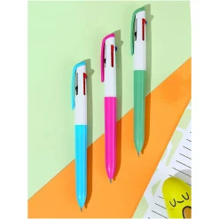 Penna Con 4 Colori Impugnatura Rosa